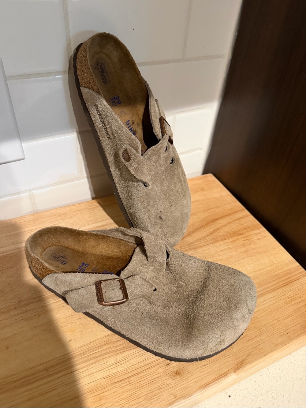 Birkenstock Boston Soft Footbed Suede Clogs Taupe 39 (Ladies 8) - Picture 5 of 7